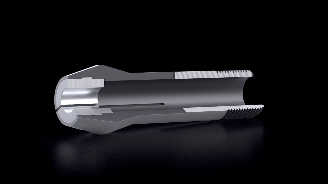 Draw In Long Nose Collets SW&B – Aluminium Inserts – Cross-Section View