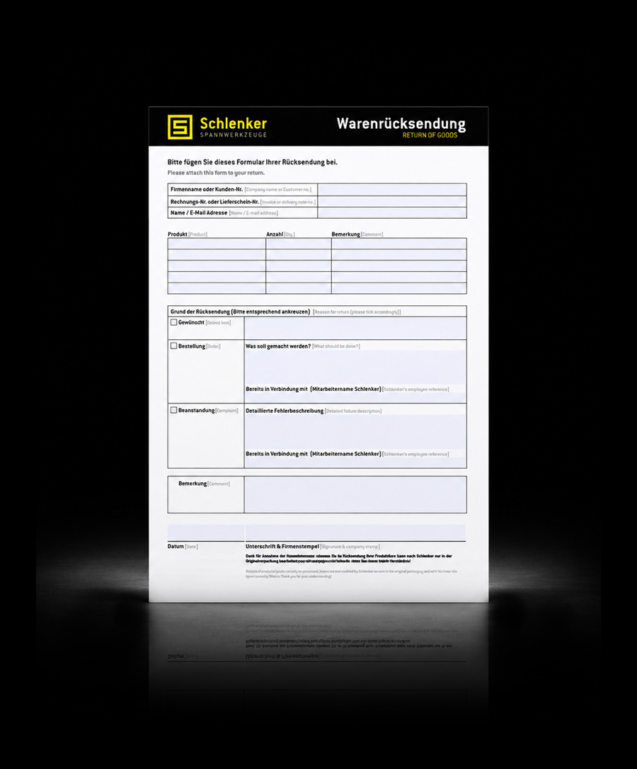 Schlenker Reklamationsformular Schlenker Reklamationsformular